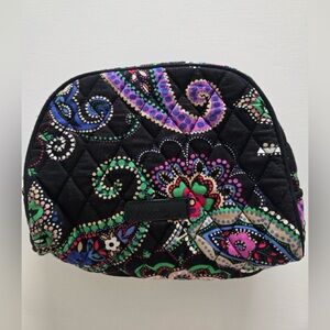 Vera Bradley Quilted Black Cosmetic Bag with Paisley Design